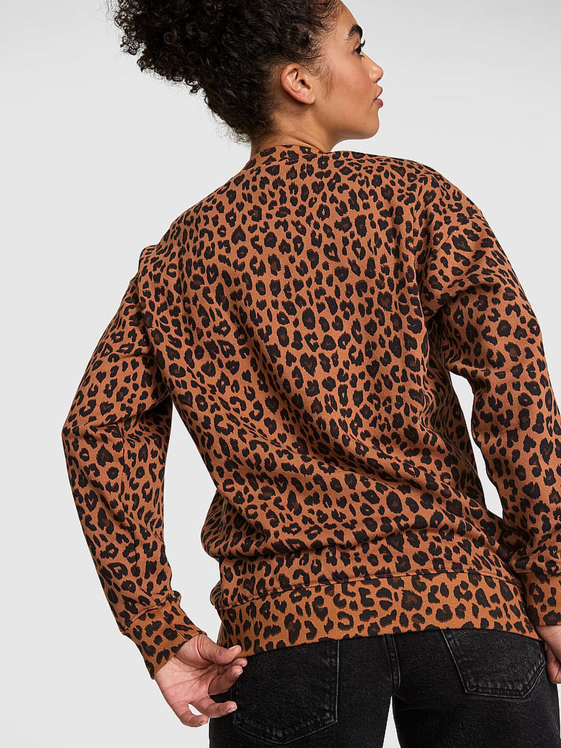 vs Pink Campus Fleece&trade; Oversized Crew Sweatshirt Leopard 2 of 3 