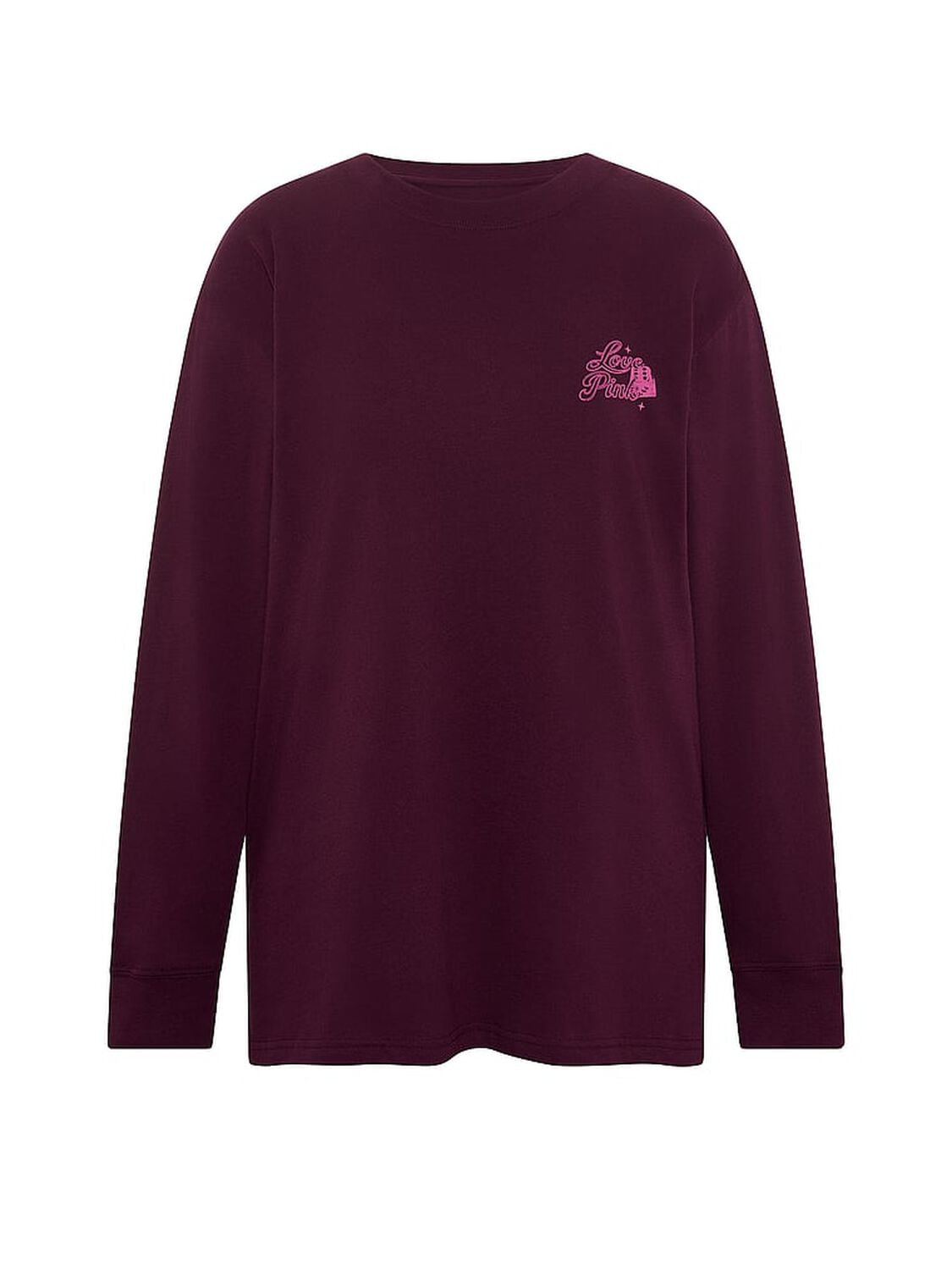 vs Pink Campus Cotton&trade; Long-Sleeve Tee Wild Rose 3 of 3 