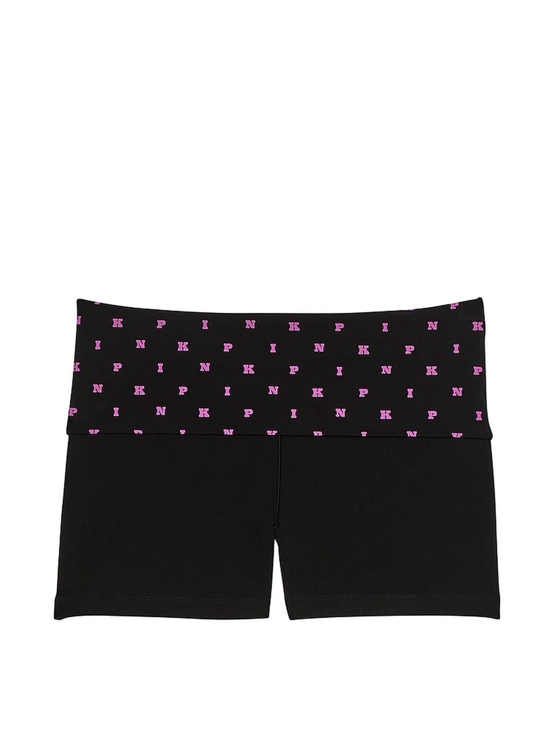 vs Pink All-Day Cotton Foldover 3" Bike Shorts Pure Black Print 1 of 2 