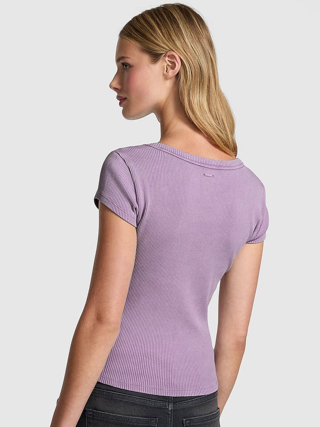 pink Pink Vintage Ribbed Scoop Tee Frozen Plum 2 of 3 