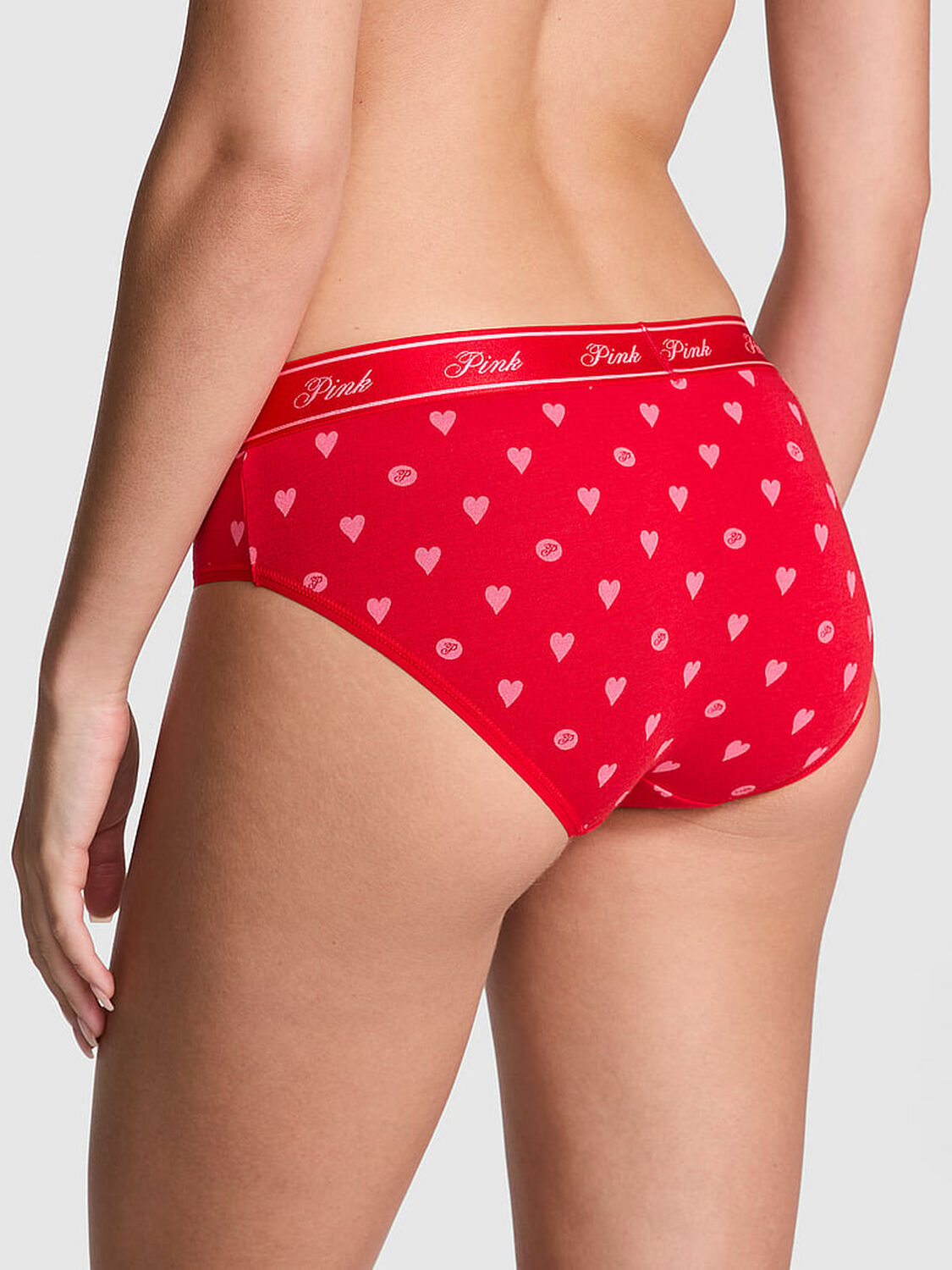 vs Pink Logo Cotton Hiphugger Panty Bright Vermillion Heart Dot Print 2 of 4 