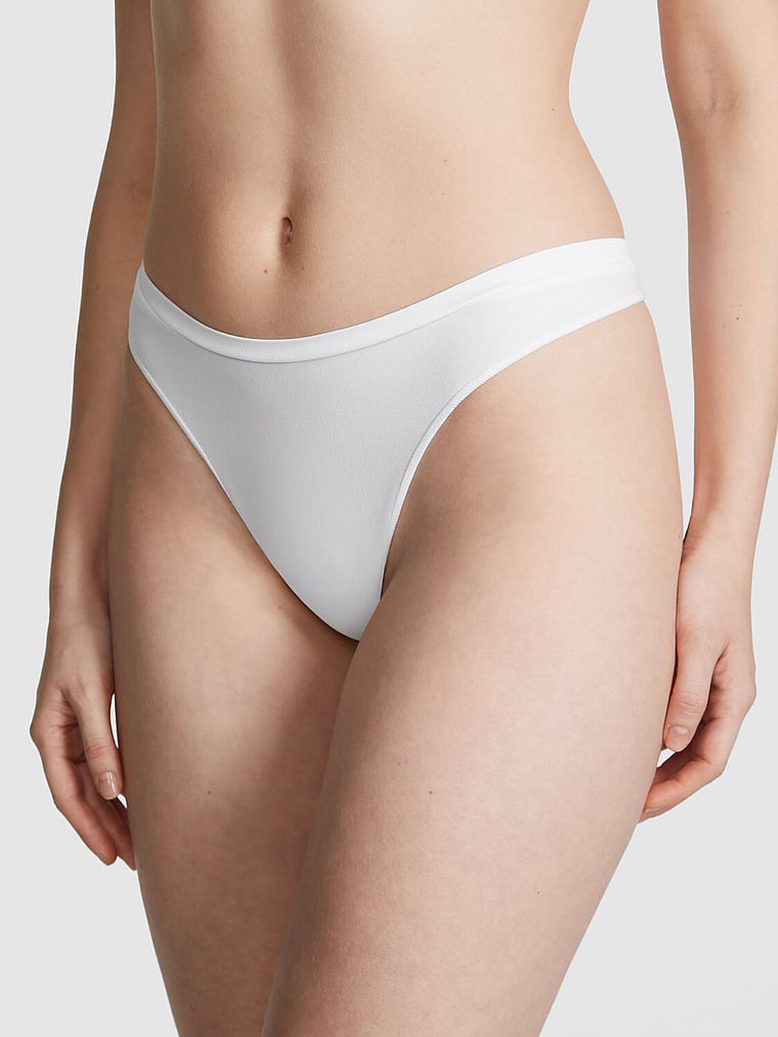 vs Pink Seamless High-Leg Thong Panty Optic White 1 of 3 