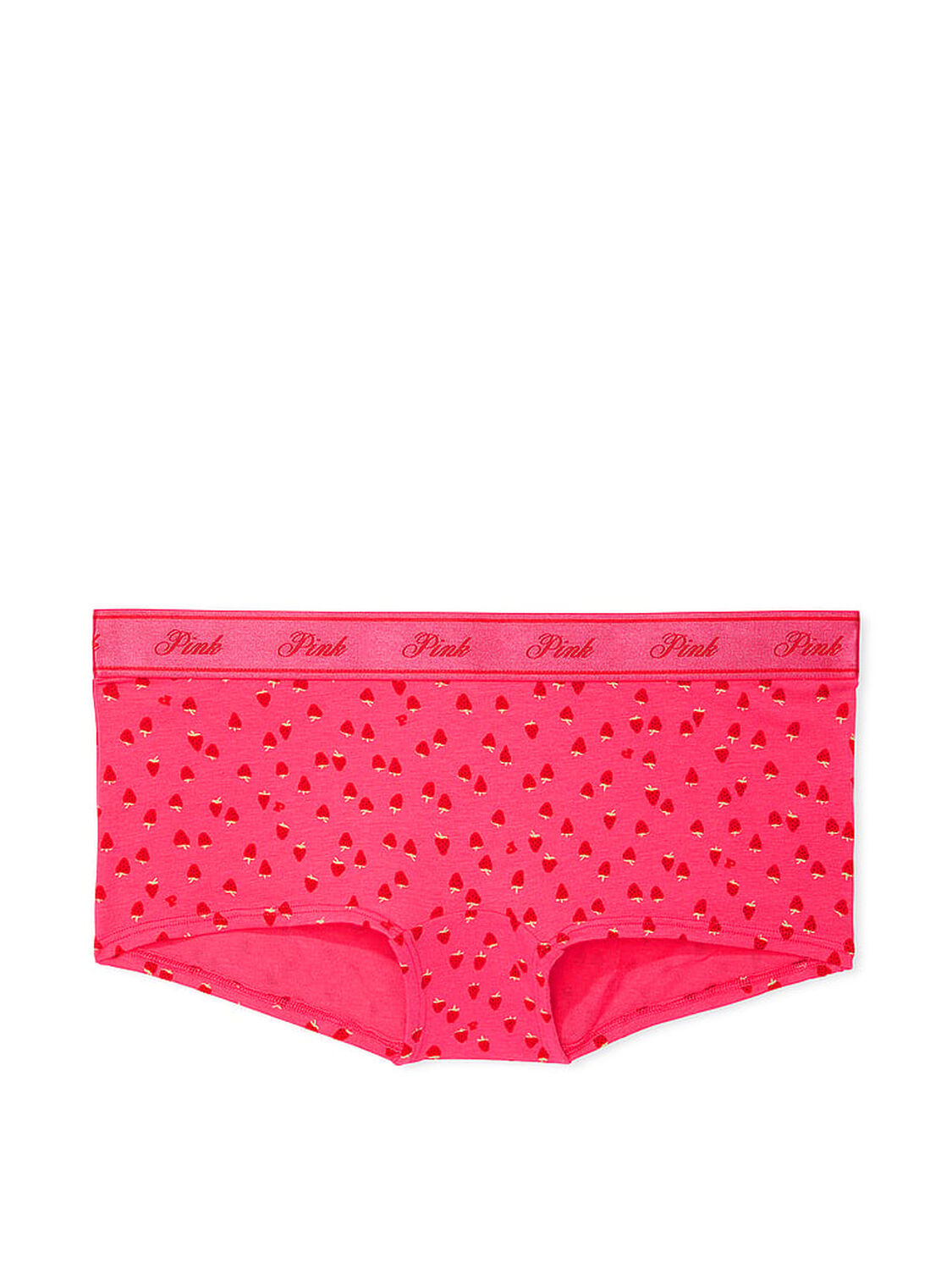 vs Pink Logo Cotton Shine Boyshort Panty Double Bubble Strawberry Print 3 of 3 
