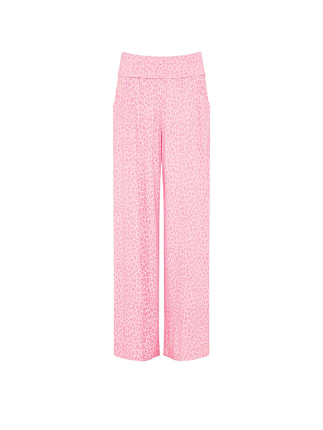 vs Pink 24/7 Lounge Modal Foldover Pants Pink Tulip Leopard 3 of 3 