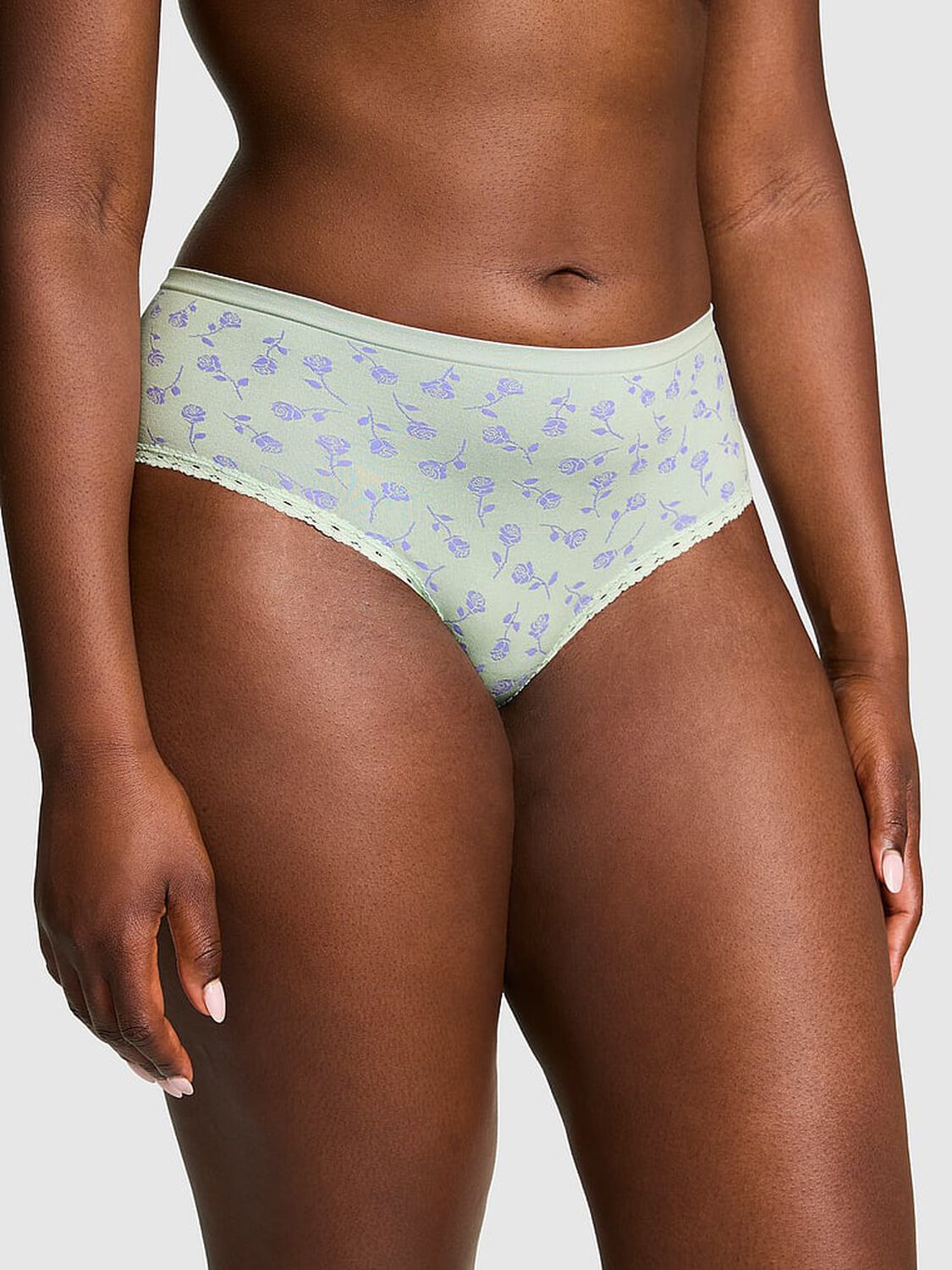 vs Pink Seamless Hiphugger Panty Green Wildrose Print 1 of 3 