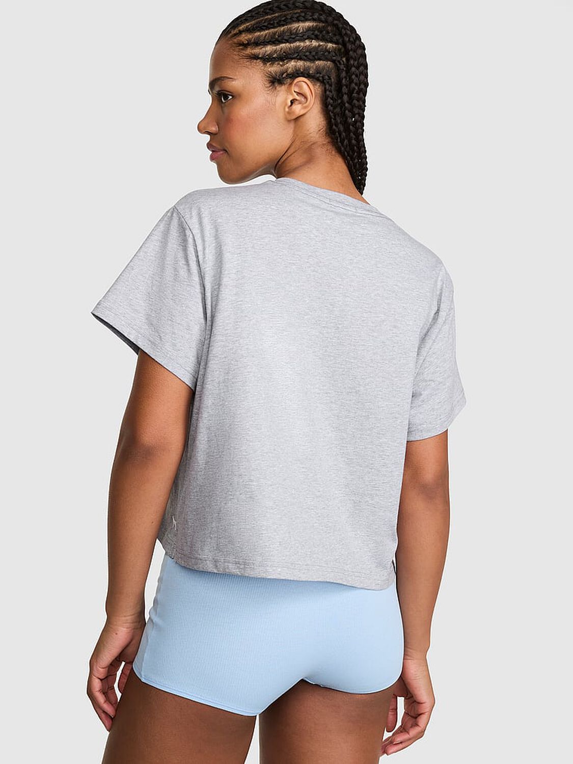 vs Pink Cotton Oversized Pocket Tee Medium Heather Grey 2 of 3 