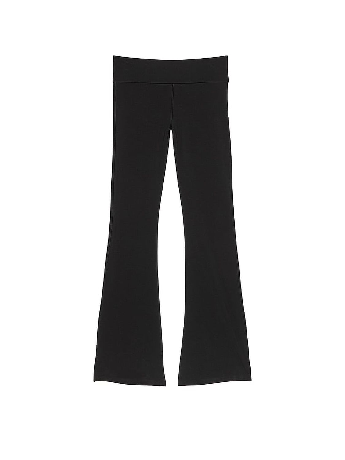 vs Pink All-Day Cotton Foldover Flare Leggings Pure Black Bling 1 of 3 