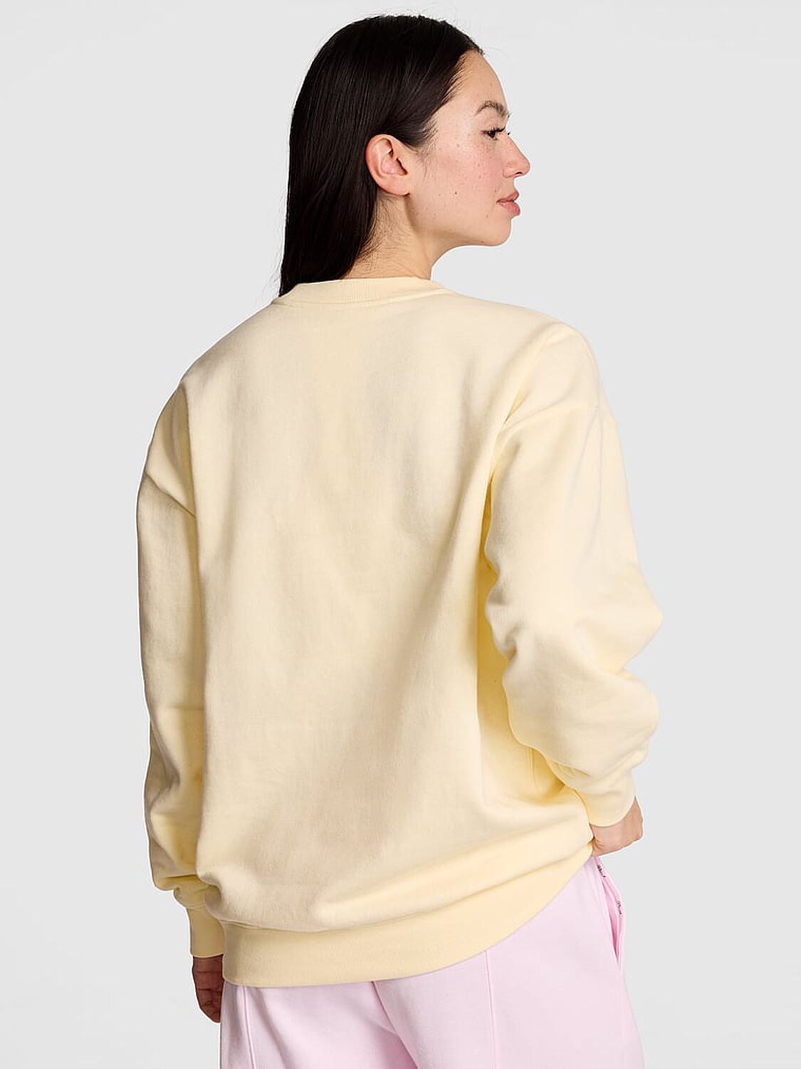vs Pink Campus Fleece&trade; Oversized Crew Sweatshirt Palest Yellow 2 of 3 