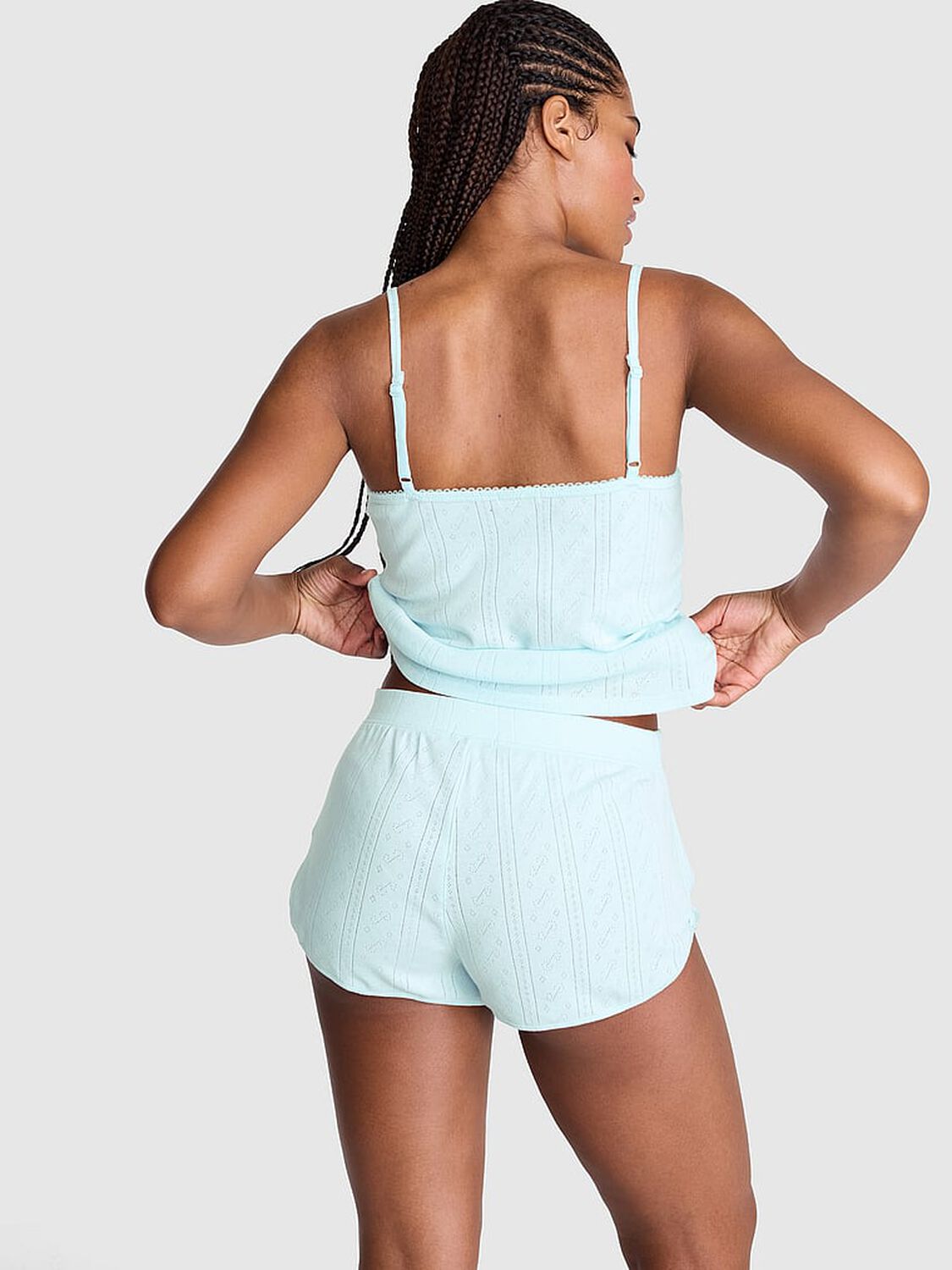 vs Pink Pointelle Bow Boxer Shorts Spray Blue 2 of 3 