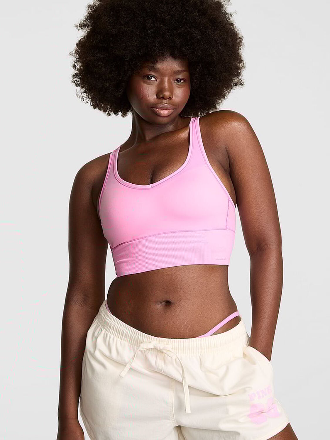 vs Pink Seamless Air Medium-Support Sports Bra Pink Lollipop 1 of 3 
