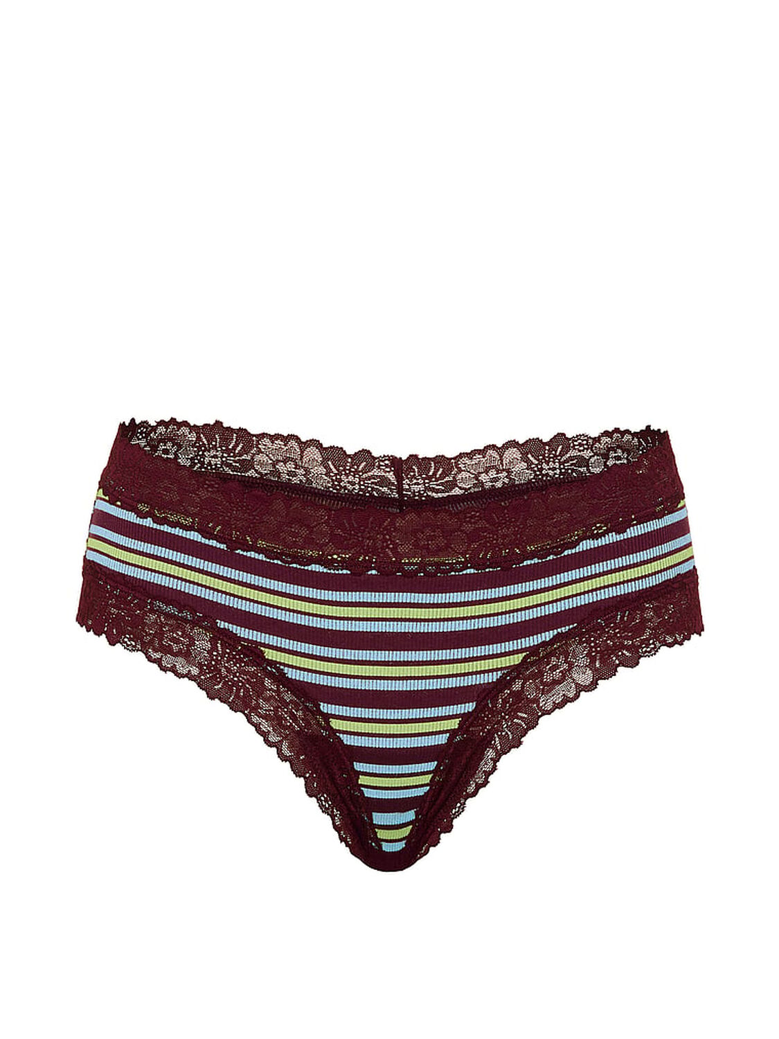 vs Pink Cotton Lace Trim Cheeky Panty Wild Rose Stripe 3 of 3 
