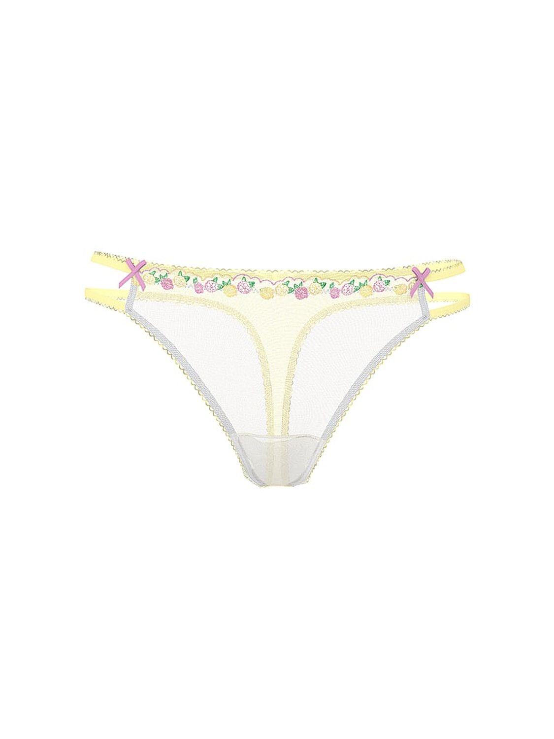 vs Pink Wink Strappy Thong Panty White And Mellow Yellow 1 of 2 