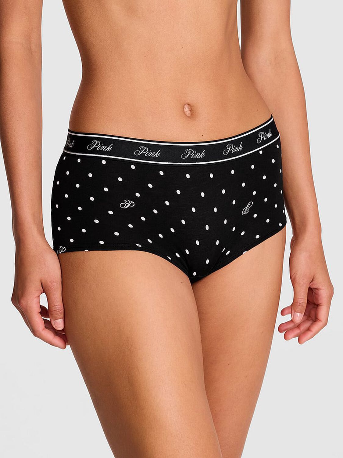 vs Pink Logo Cotton Shine Boyshort Panty 1 of 3 