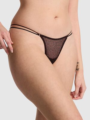 Logo Mesh Strappy Micro Thong Panty