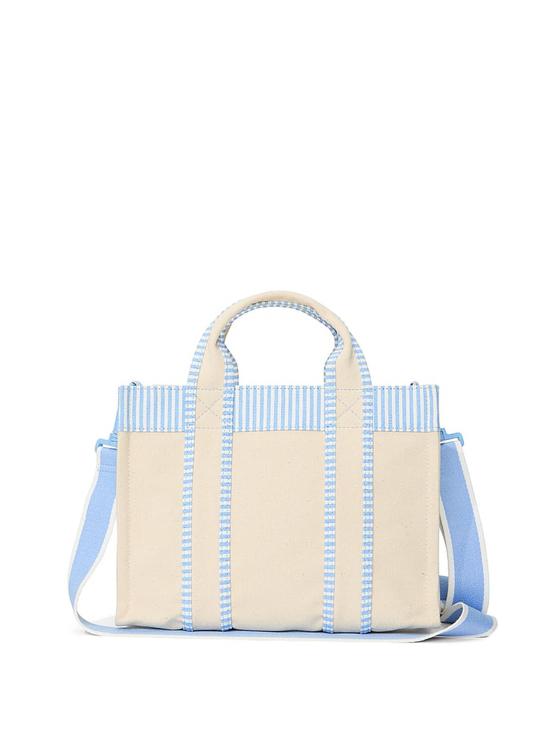 pink Pink Mini Crossbody Canvas Tote Bag Seascape Blue/Optic White 2 of 3 