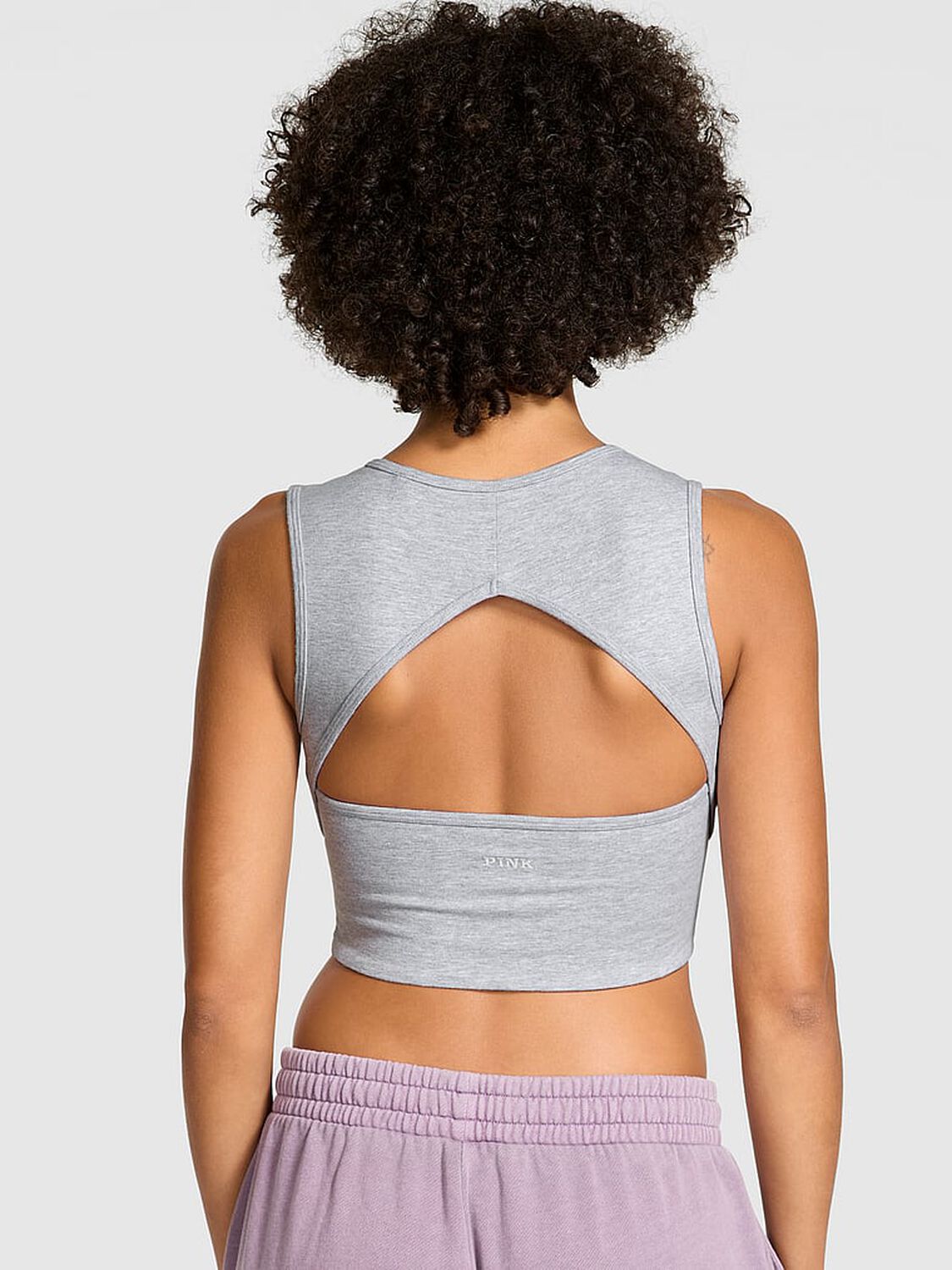 pink Pink All-Day Cotton Henley Scoop Bra Vs Medium Heather Grey 2 of 3 