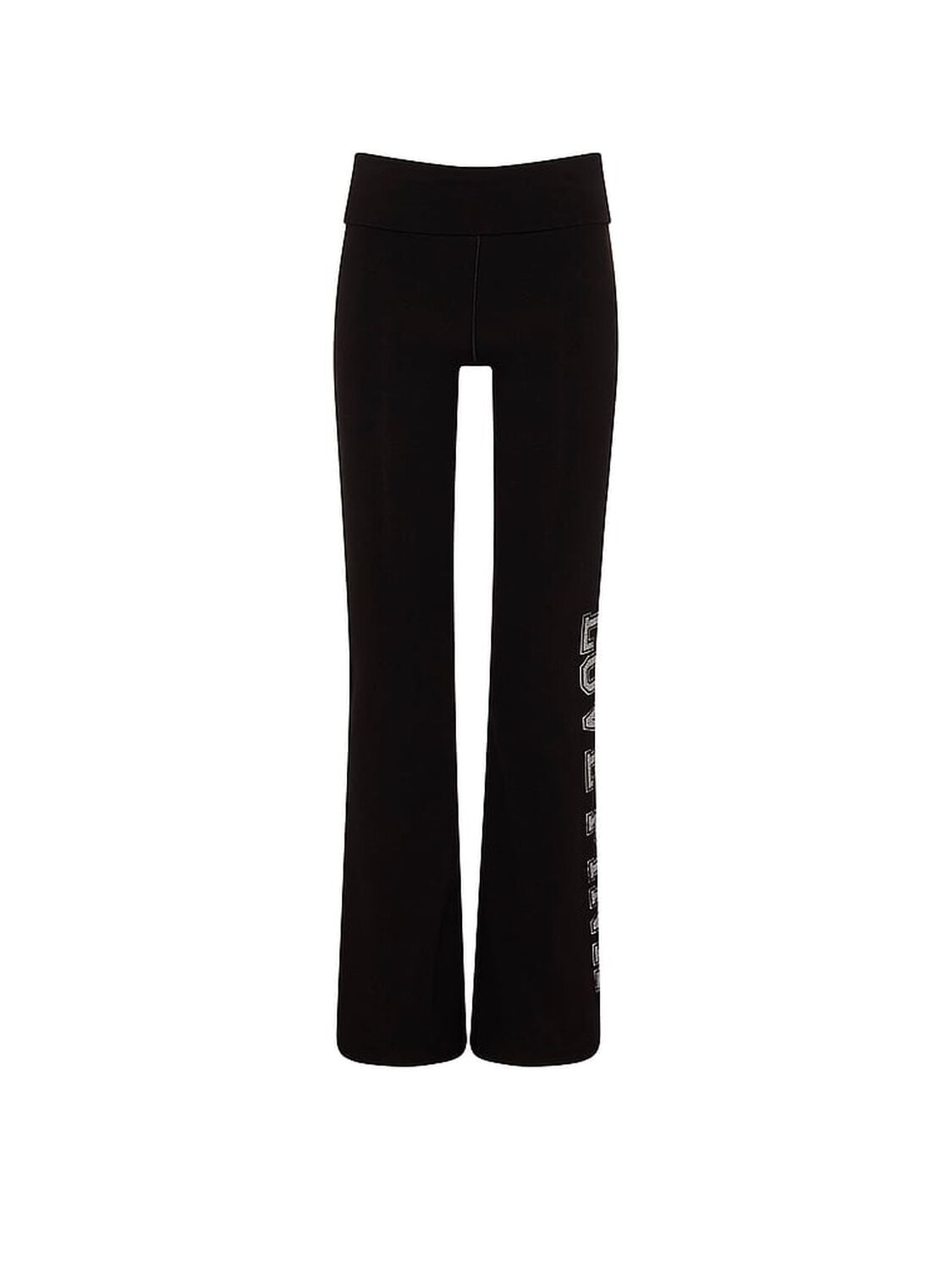vs Pink All-Day Cotton&trade; Foldover Flare Leggings Pure Black Love Pink Bling 3 of 3 