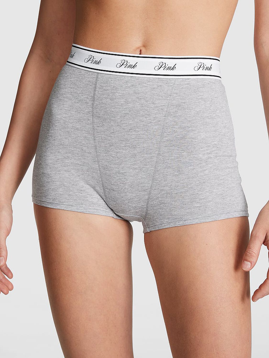 vs Pink Logo Cotton High-Waist Boyshort Panty 1 of 3 