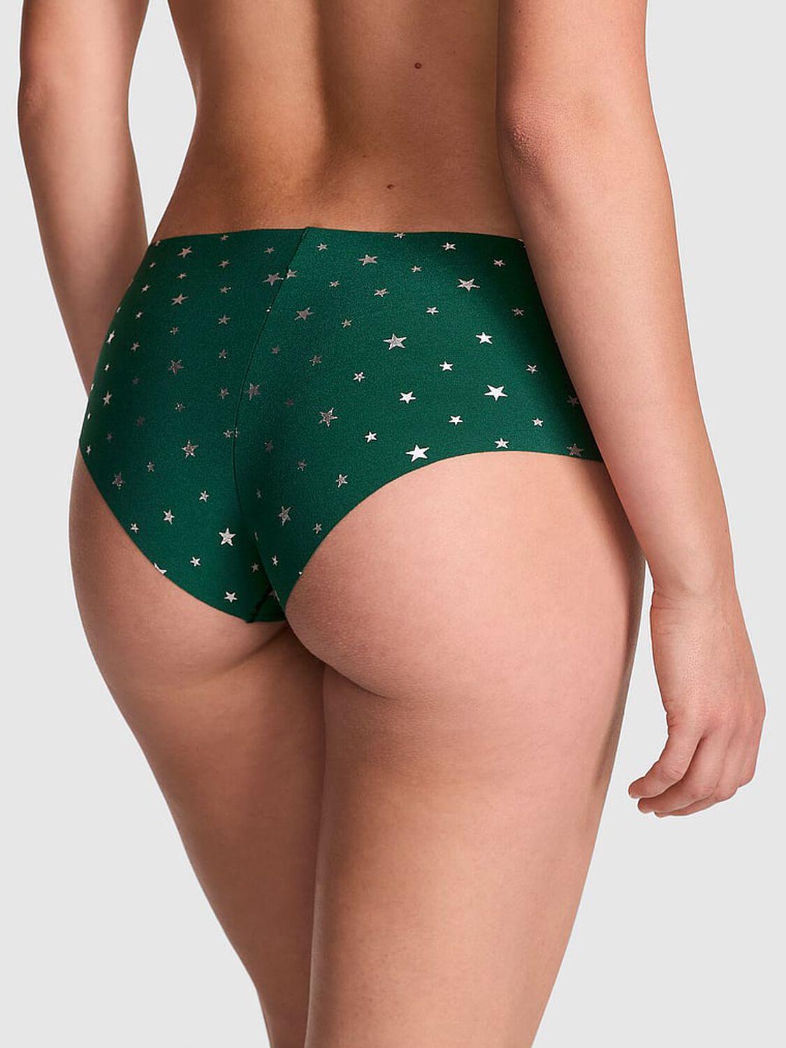 vs Pink No-Show Cheeky Panty Jaguar Green Star Foil Print 2 of 3 