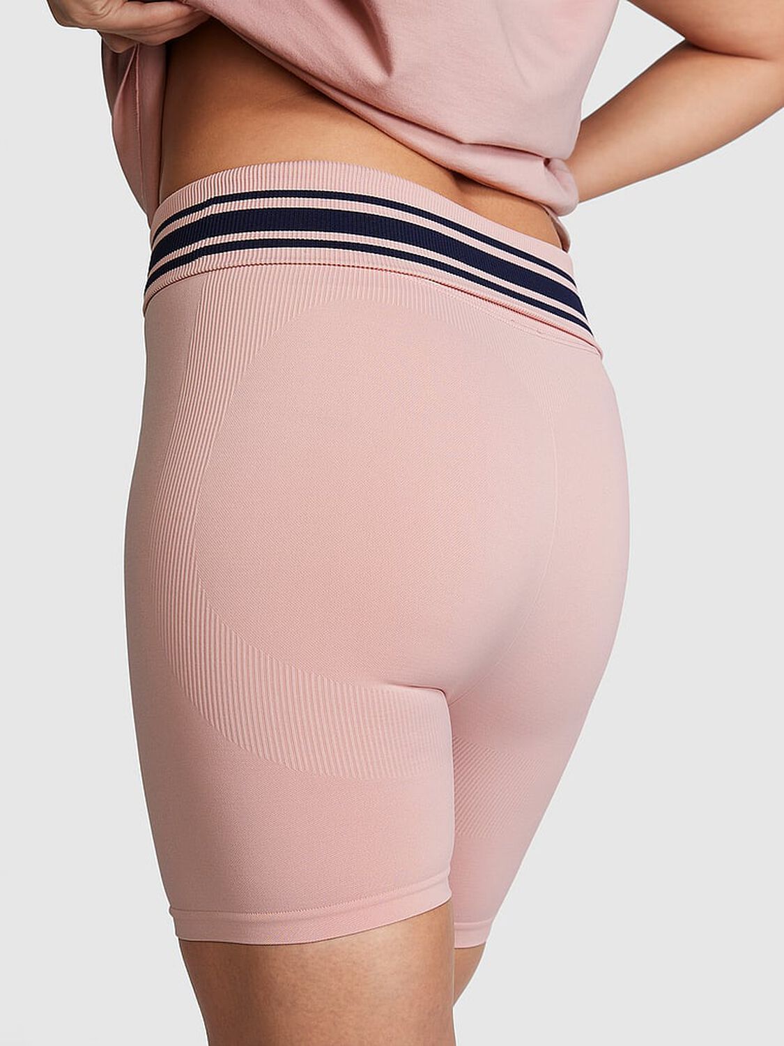 vs Pink PINK Flip It Seamless Foldover Bike Shorts Wanna Be Pink 2 of 4 