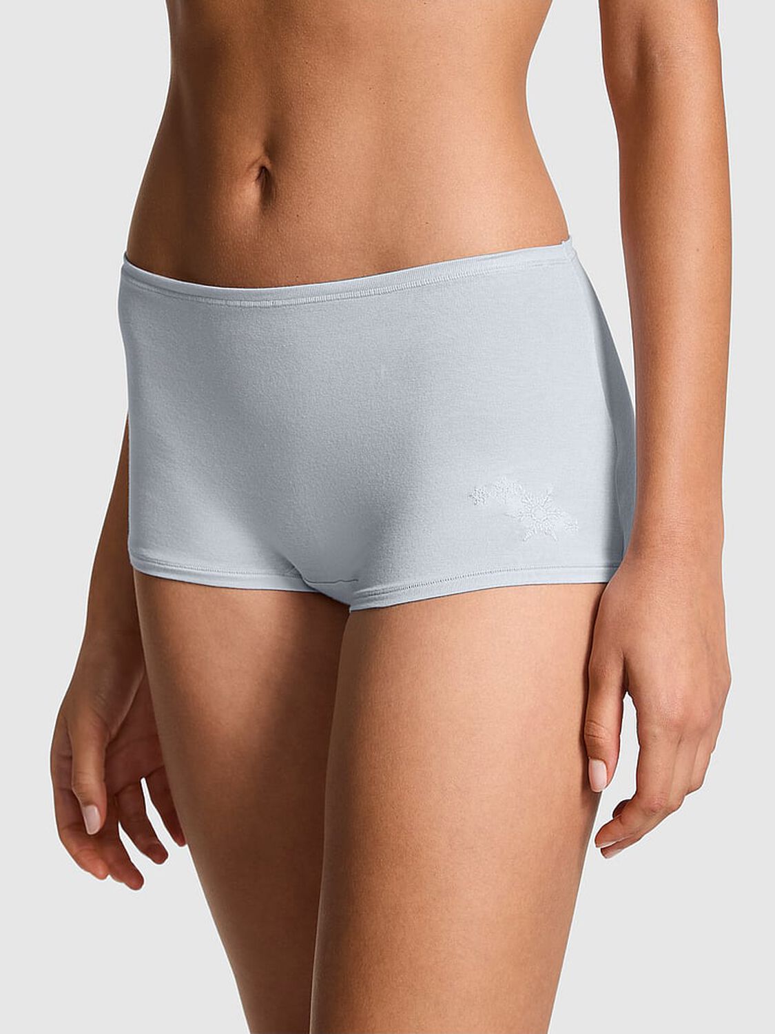 vs Pink Cotton Boyshort Panty Hydrangea Blue W Lurex Snowflake Graphic 1 of 3 