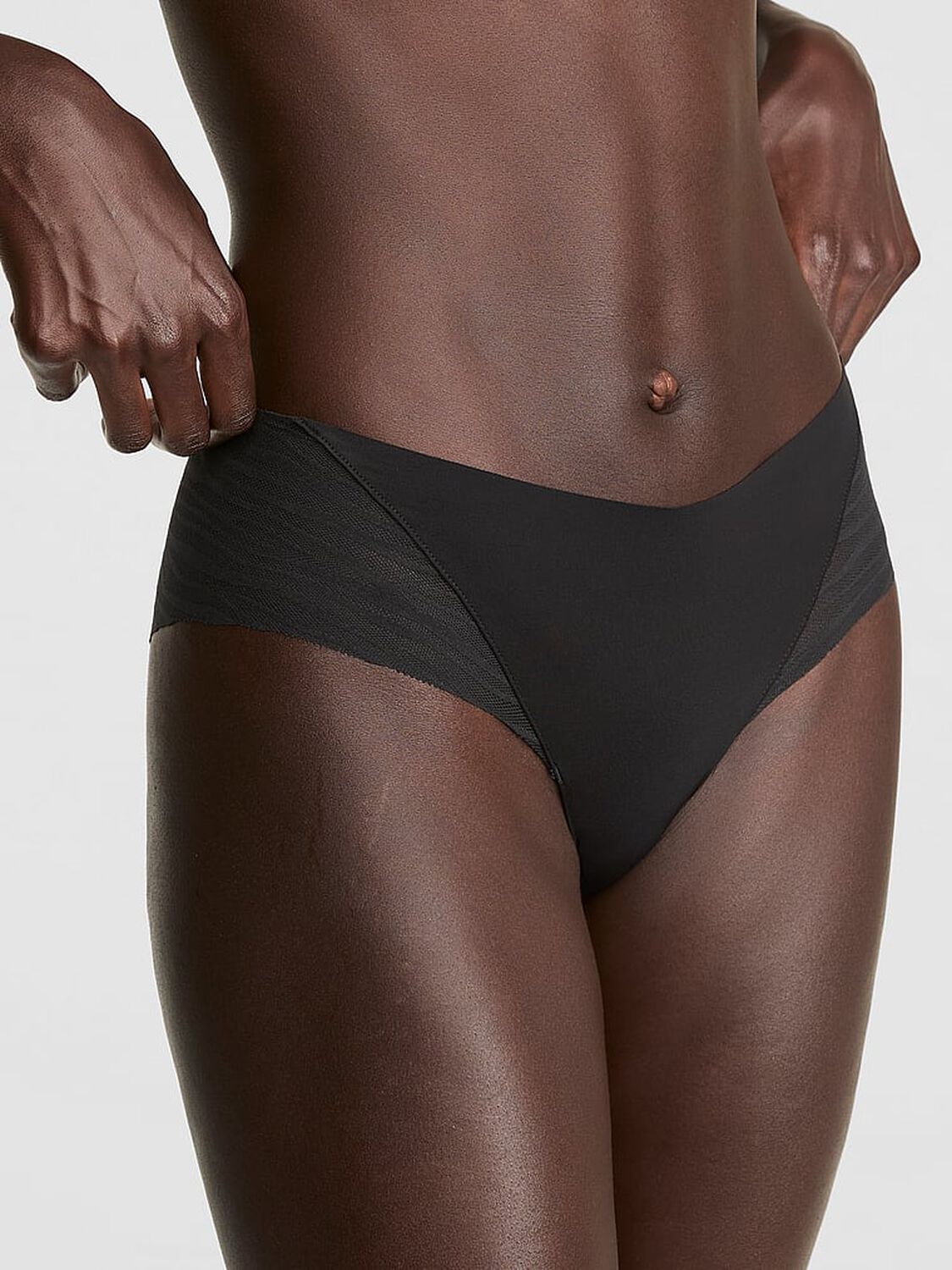 vs Pink No-Show Cheeky Panty Black 1 of 3 