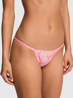 Cotton Lace Trim String Bikini Panty