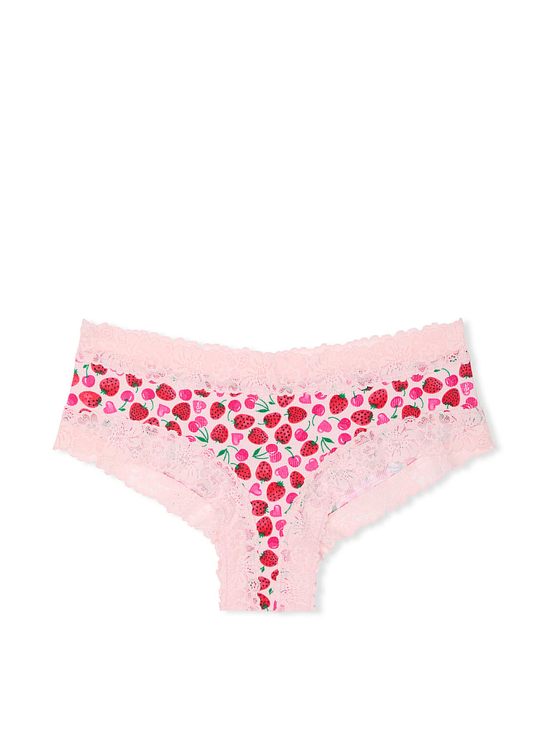vs Pink Wink Lace-Trim Cheeky Panty Pink Cherry Heart Print 3 of 3 