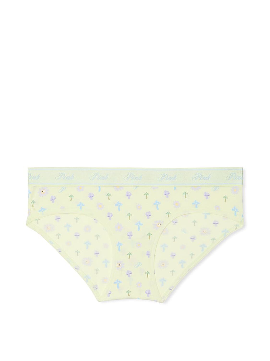 vs Pink Logo Cotton Hiphugger Panty Fresh Mint Daisy Mushroom Print 1 of 2 