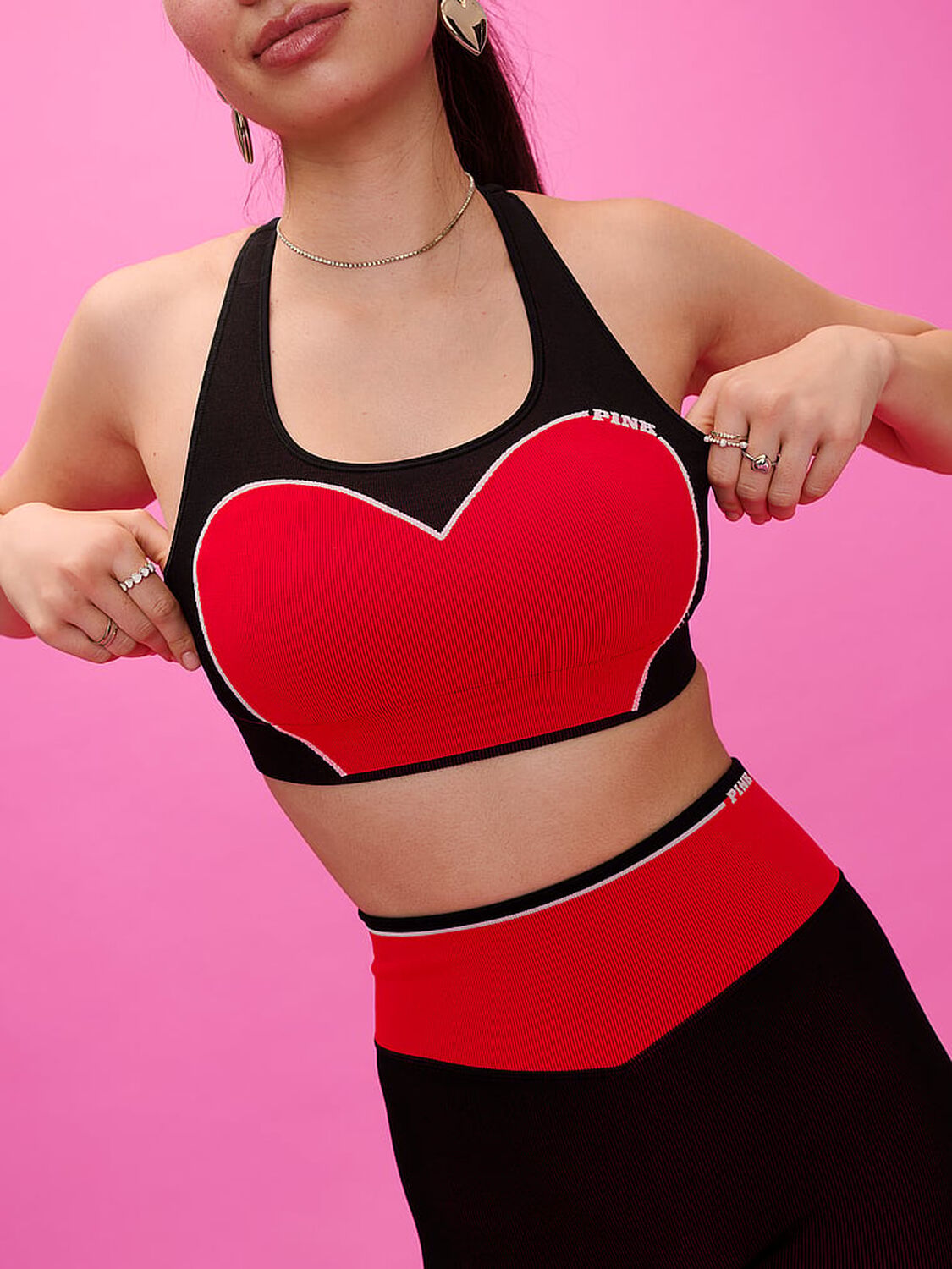 vs Pink Seamless Heart Racerback Sports Bra Heart Vday 4 of 4 