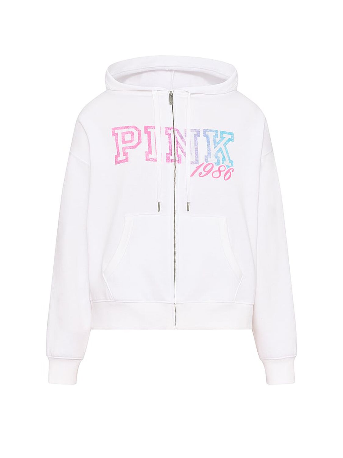 vs Pink Campus Fleece&trade; Full-Zip Hoodie Vs White 3 of 3 