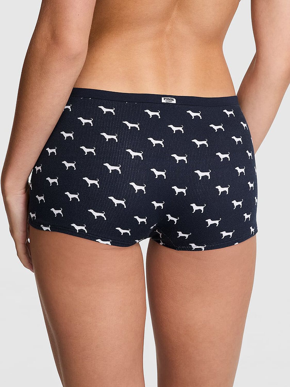 vs Pink Cotton Dorm Boyshort Panty Navy Dog Print 2 of 3 