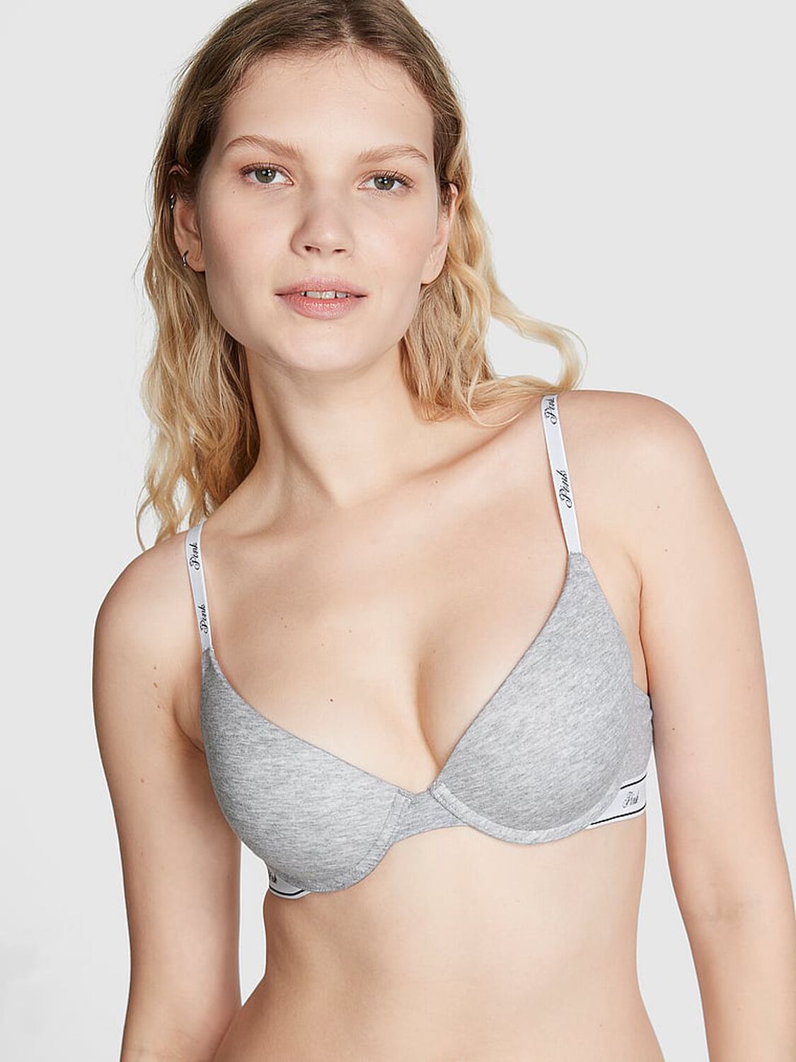 vs Pink Wear Everywhere Wear Everywhere Push-Up Bra Medium Heather Grey 1 of 3 