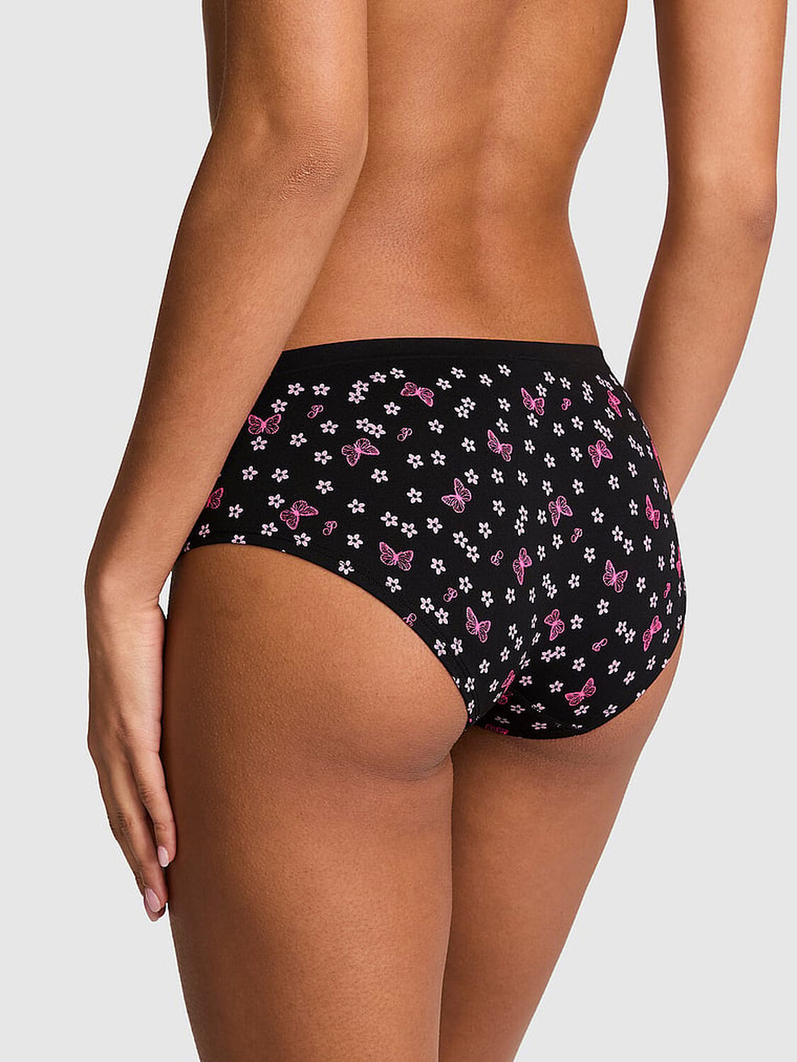 vs Pink Seamless Hiphugger Panty Black Butterfly Hibiscus Print 2 of 3 