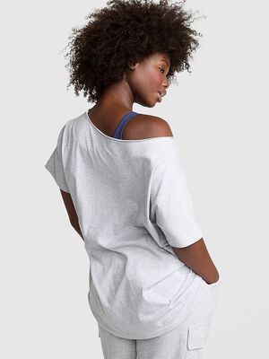 Campus Cotton Off-The-Shoulder Tee