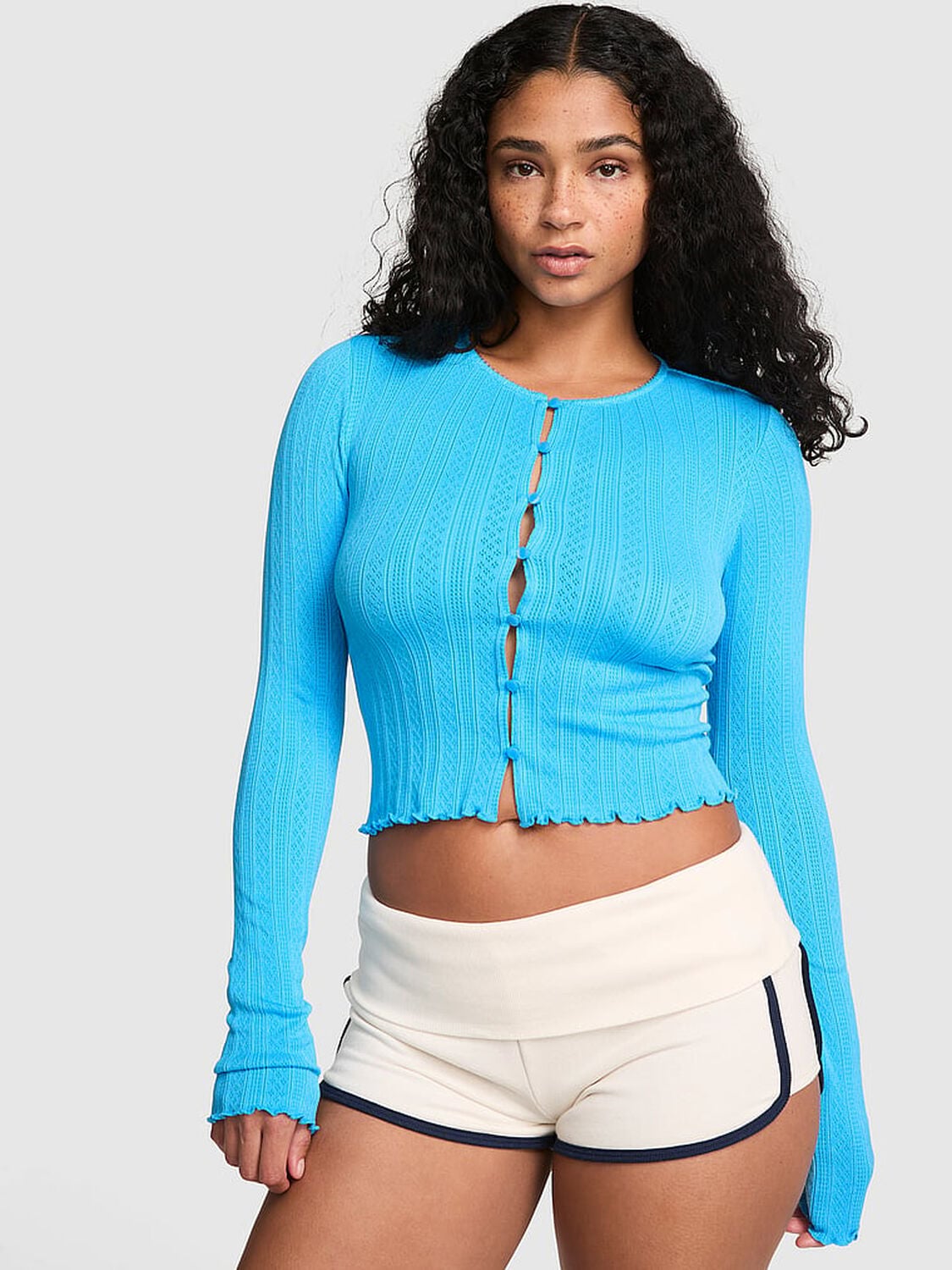 vs Pink AnyWear Cropped Cardigan Capri Blue 1 of 4 