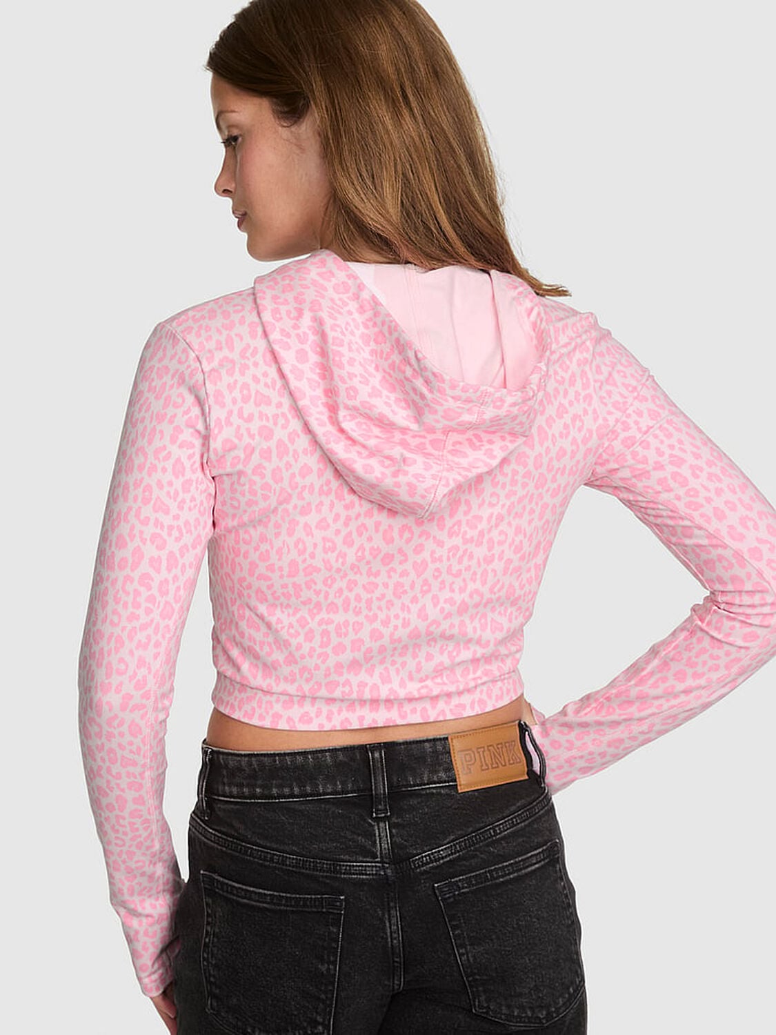 vs Pink All-Day Cotton&trade; Full-Zip Hoodie Pink Leopard 2 of 2 