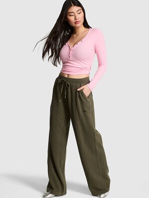 Wondersoft Waﬄe-Knit Wide-Leg Pants