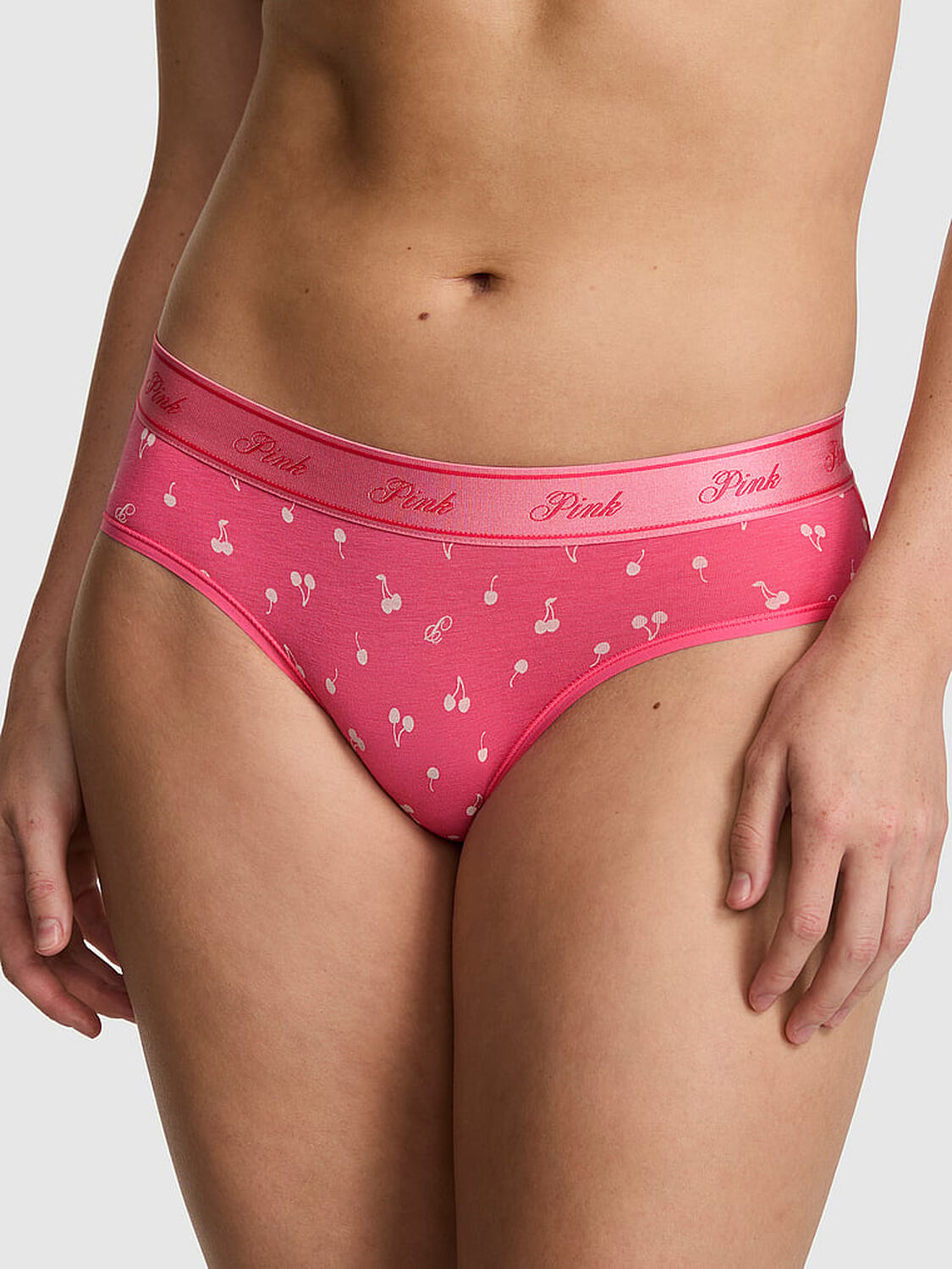 vs Pink Logo Cotton Hiphugger Panty Love Me Pink Cherry 1 of 3 
