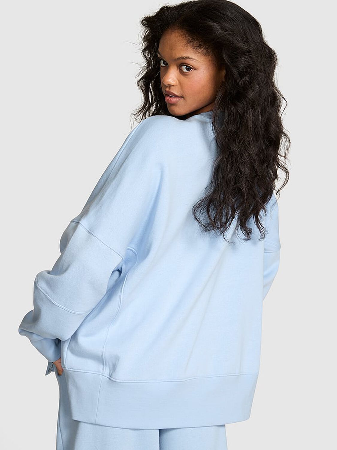 vs Pink Ivy Fleece Tunic Crew Sweatshirt Icy Blue 2 of 2 