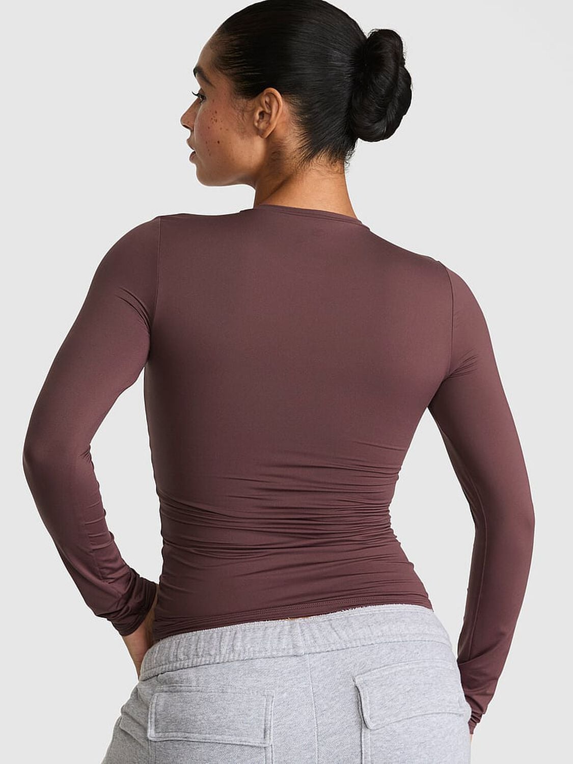 vs Pink PINK Base Stretch&trade; Long-Sleeve Tee Coco Crush 2 of 3 