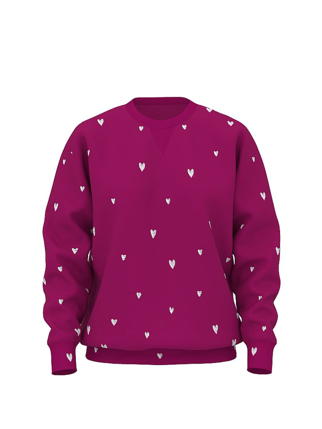 vs Pink Campus Fleece&trade; Oversized Crew Sweatshirt Magenta Rose Hearts Vday 3 of 4 