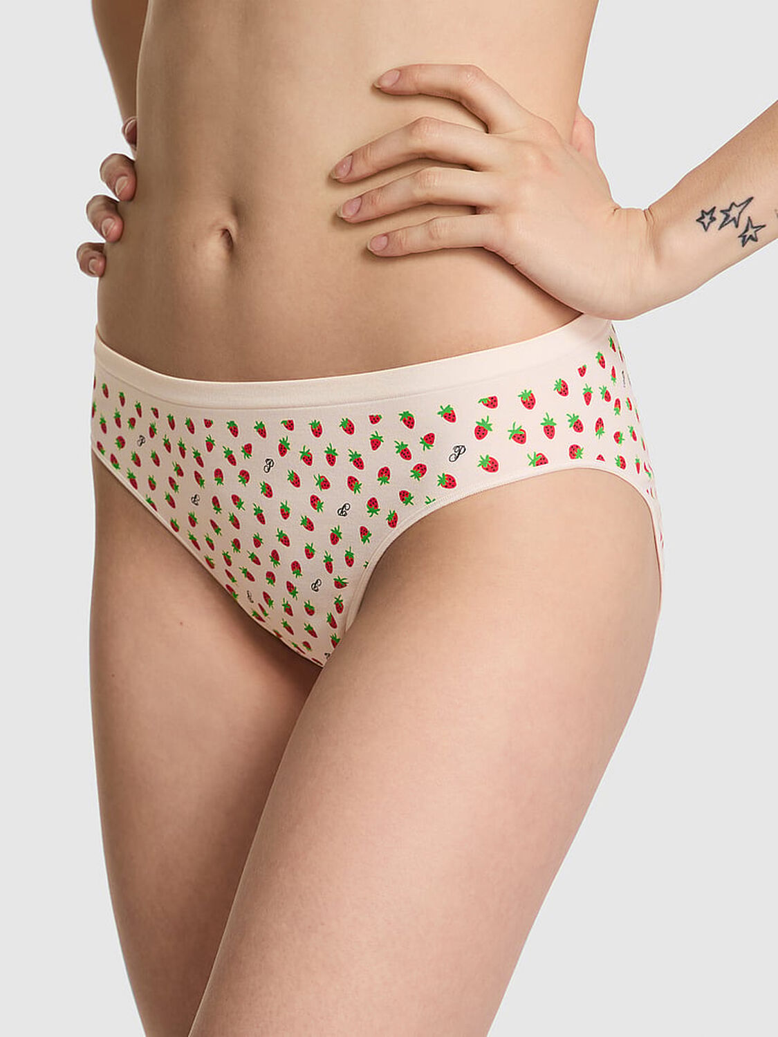 vs Pink Seamless Bikini Panty Winter White Strawberry Print 1 of 2 