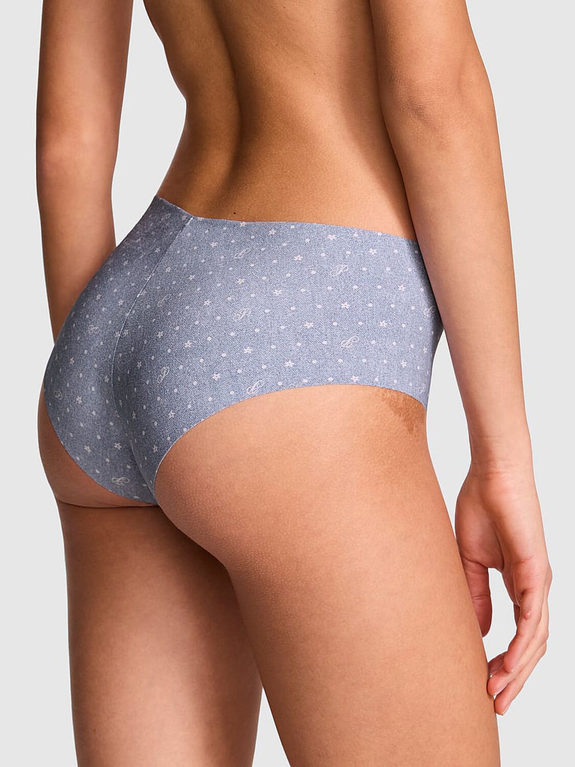 vs Pink No-Show Cheeky Panty Blue Dancer P Script Dot Print 2 of 3 