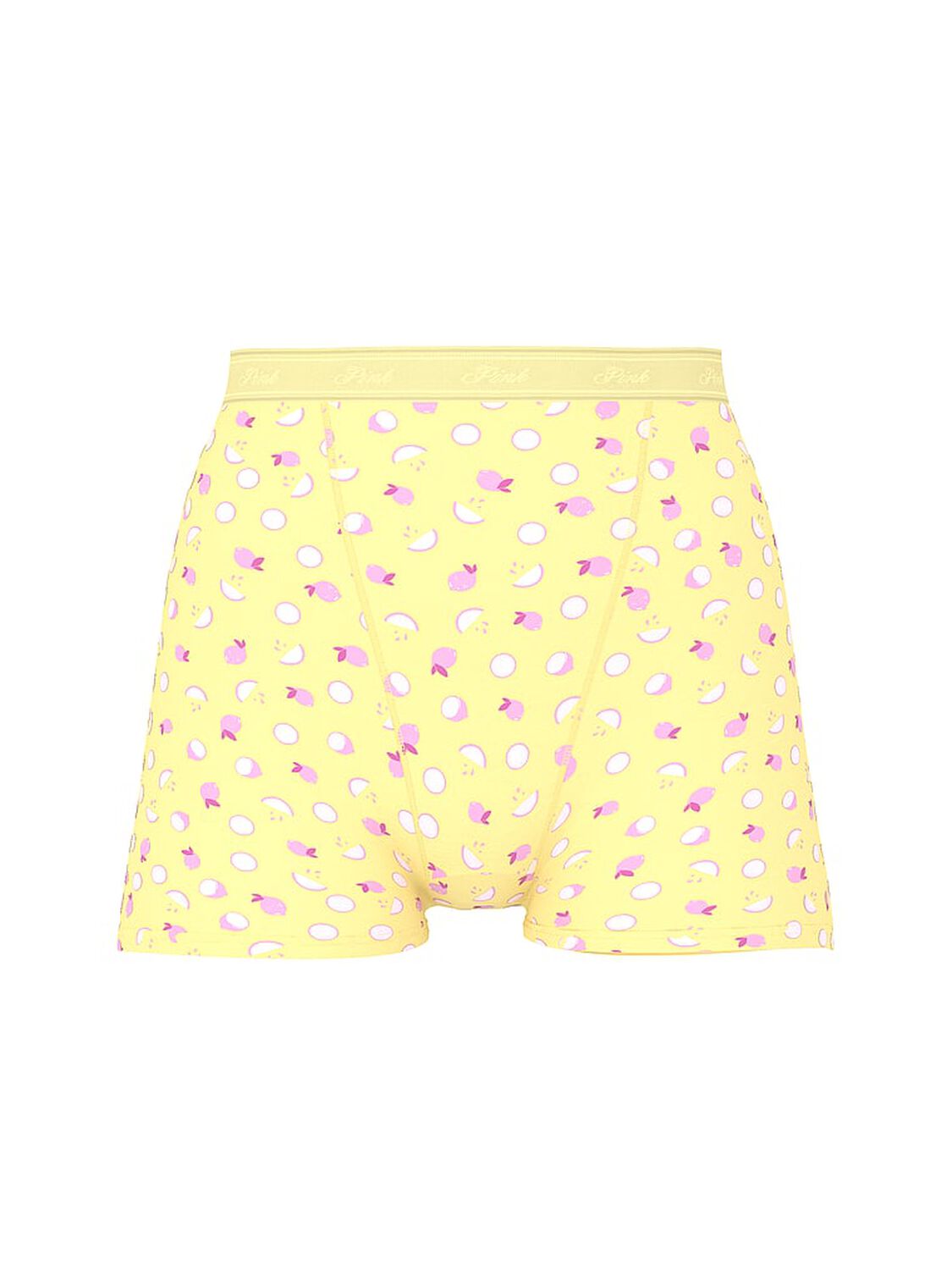 vs Pink Logo Cotton High-Waist Boyshort Panty Mellow Yellow Lemon Print 3 of 3 