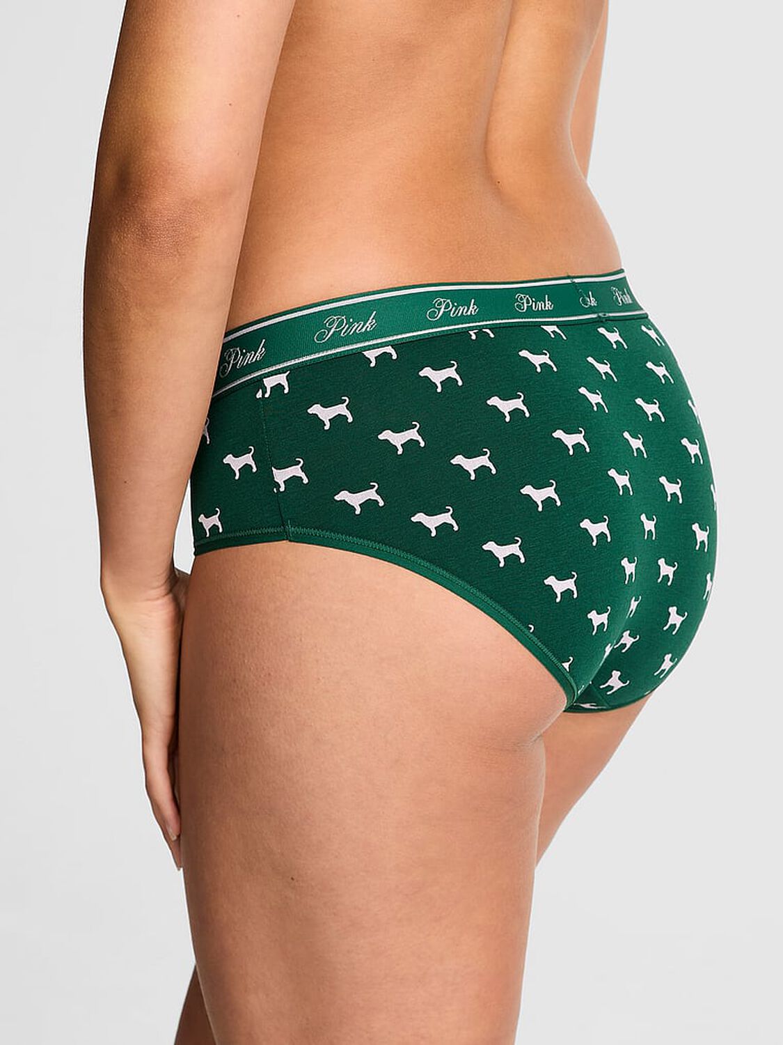 vs Pink Logo Cotton Hiphugger Panty Jaguar Green Dog Print 2 of 3 