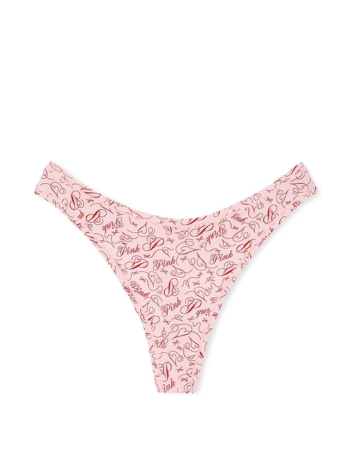 vs Pink Cotton High-Leg Thong Panty Angel Pink Script 1 of 1 