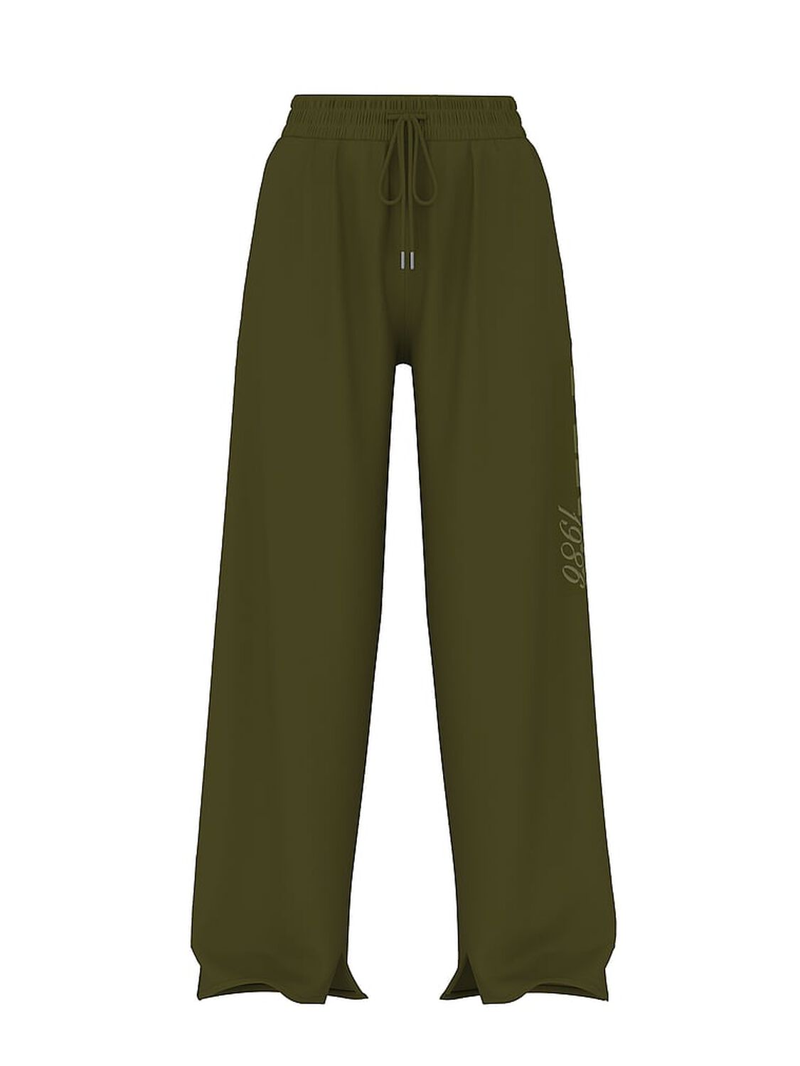 vs Pink Campus Fleece&trade; Wide-Leg Split-Hem Sweatpants Lizard Green Spring 3 of 3 