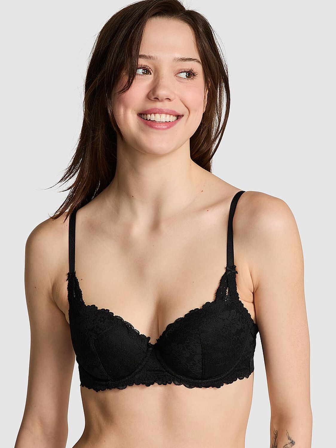 vs Pink Wink Lightly Lined Balconette Bra Pure Black 1 of 3 