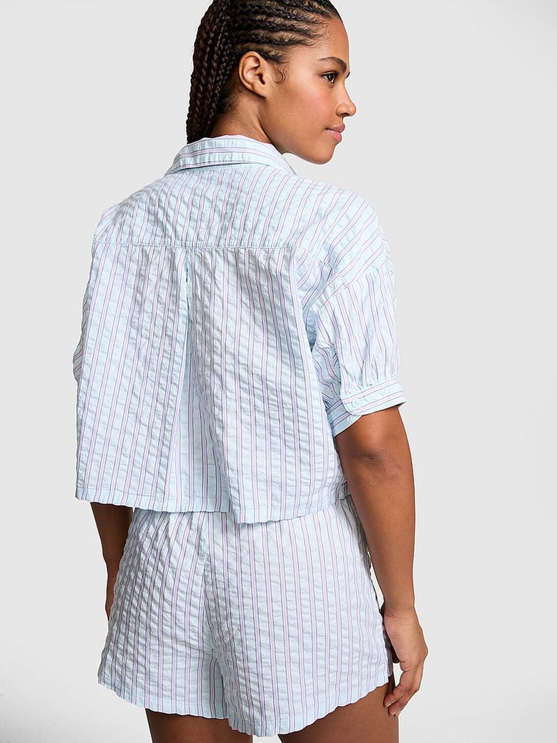 vs Pink Coastal Cutie Tie-Front Sleepshirt Spray Blue Stripes 2 of 3 